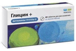 Глицин + витамины группы В, Renewal (Реневал) табл. д/рассас. 130 мг №60 БАД к пище со вкусом яблока