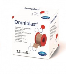 Пластырь фиксирующий, Omniplast (Омнипласт) р. 2.5смх5м 1 шт арт. 9004413 из текстильной ткани телесный картонная упаковка без еврохолдера