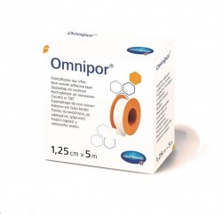 Пластырь фиксирующий, Omnipor (Омнипор) р. 1.25смх5м 1 шт арт. 9004362 на нетканой основе гипоаллергенный для щадящей фиксации белый картонная упаковка без еврохолдера